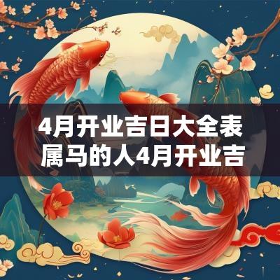 4月开业吉日大全表 属马的人4月开业吉日