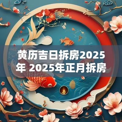 黄历吉日拆房2025年 2025年正月拆房吉日查询
