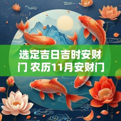 选定吉日吉时安财门 农历11月安财门吉日吉时