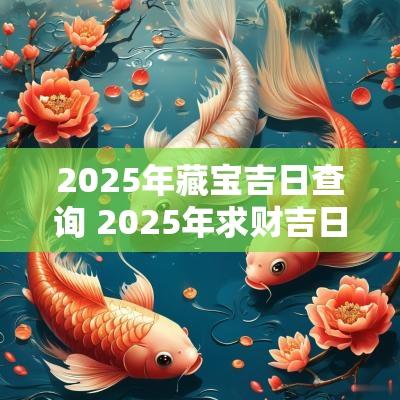 2025年藏宝吉日查询 2025年求财吉日查询