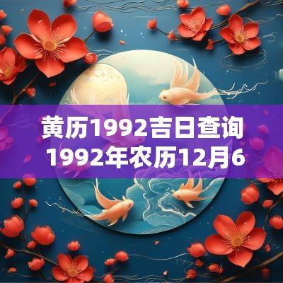 黄历1992吉日查询 1992年农历12月6日黄历查询
