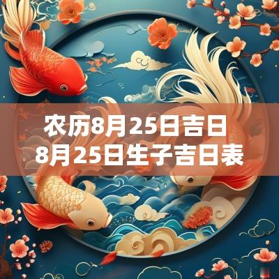 农历8月25日吉日 8月25日生子吉日表