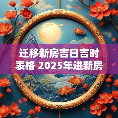 迁移新房吉日吉时表格 2025年进新房吉日吉时