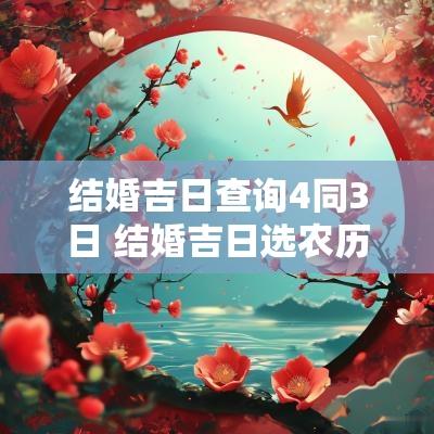 结婚吉日查询4同3日 结婚吉日选农历单日还是双日