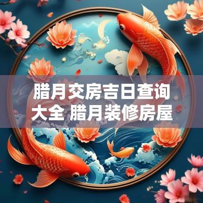 腊月交房吉日查询大全 腊月装修房屋吉日