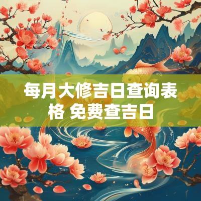 每月大修吉日查询表格 免费查吉日