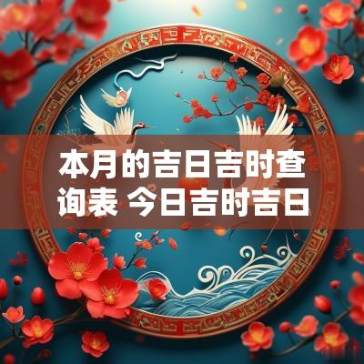 本月的吉日吉时查询表 今日吉时吉日查询表