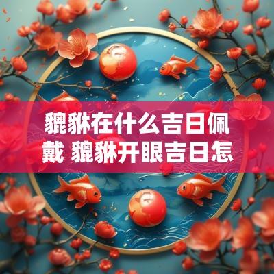 貔貅在什么吉日佩戴 貔貅开眼吉日怎么选