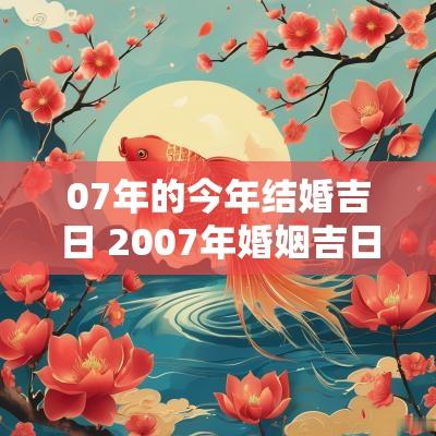 07年的今年结婚吉日 2007年婚姻吉日
