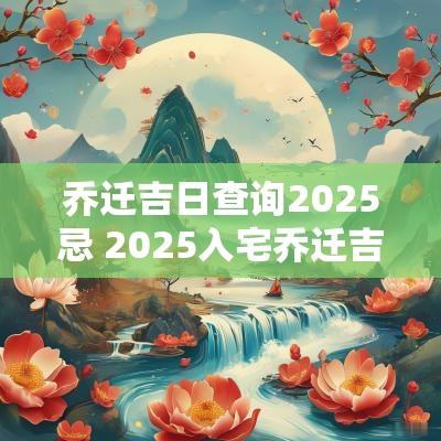 乔迁吉日查询2025忌 2025入宅乔迁吉日吉时