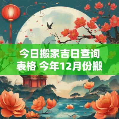 今日搬家吉日查询表格 今年12月份搬家吉日