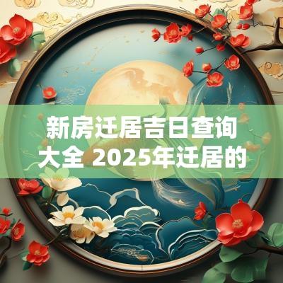 新房迁居吉日查询大全 2025年迁居的吉日