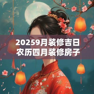 20259月装修吉日 农历四月装修房子吉日