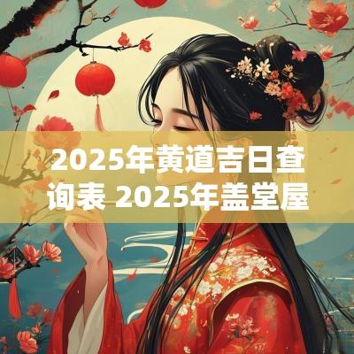 2025年黄道吉日查询表 2025年盖堂屋黄道吉日