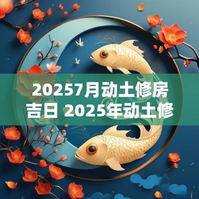 20257月动土修房吉日 2025年动土修房吉日一览表