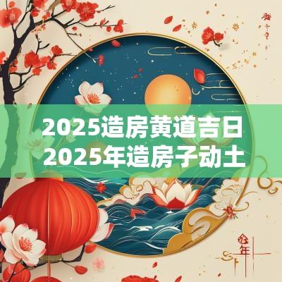 2025造房黄道吉日 2025年造房子动土吉日