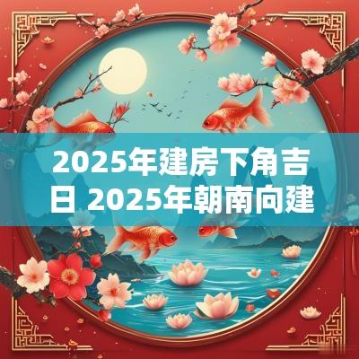 2025年建房下角吉日 2025年朝南向建房吉日