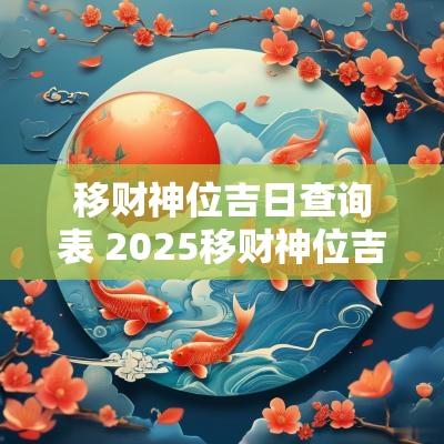 移财神位吉日查询表 2025移财神位吉日