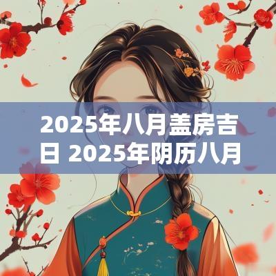 2025年八月盖房吉日 2025年阴历八月适合结婚的吉日