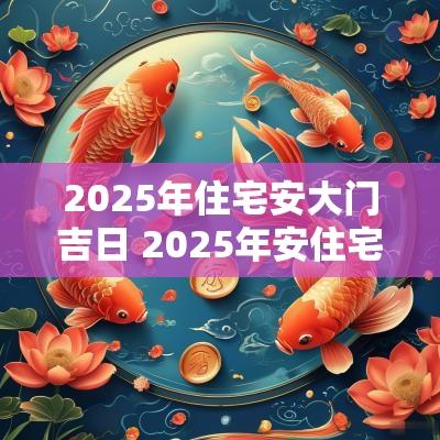 2025年住宅安大门吉日 2025年安住宅大门吉日
