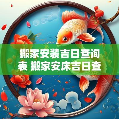 搬家安装吉日查询表 搬家安床吉日查询