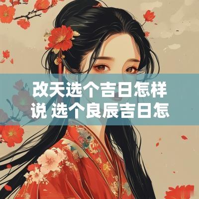 改天选个吉日怎样说 选个良辰吉日怎么说