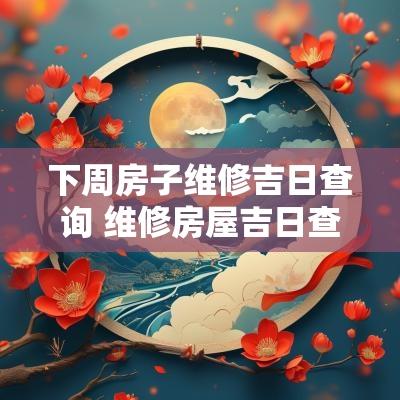 下周房子维修吉日查询 维修房屋吉日查询表2025