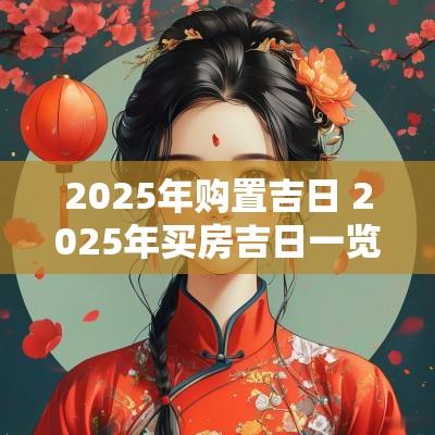 2025年购置吉日 2025年买房吉日一览表