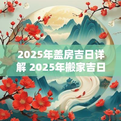 2025年盖房吉日详解 2025年搬家吉日吉时