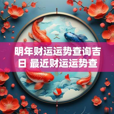 明年财运运势查询吉日 最近财运运势查询