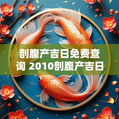 剖腹产吉日免费查询 2010剖腹产吉日