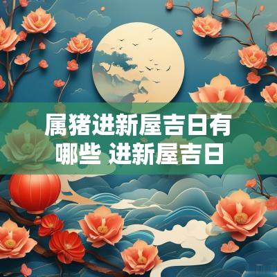 属猪进新屋吉日有哪些 进新屋吉日