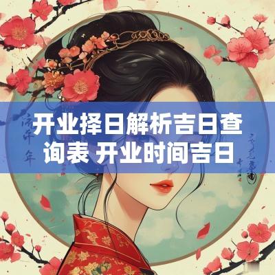 开业择日解析吉日查询表 开业时间吉日吉时一览表