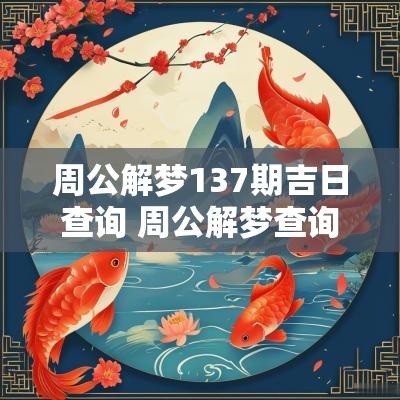 周公解梦137期吉日查询 周公解梦查询吉日