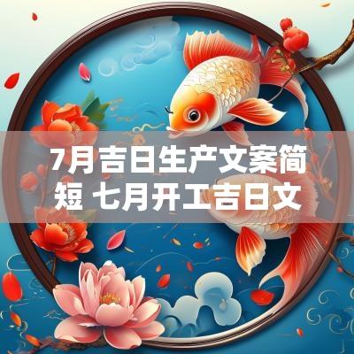 7月吉日生产文案简短 七月开工吉日文案