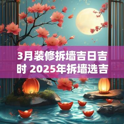 3月装修拆墙吉日吉时 2025年拆墙选吉日