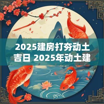 2025建房打夯动土吉日 2025年动土建房几个方位