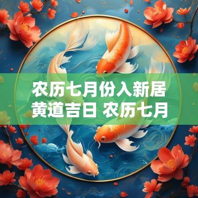 农历七月份入新居黄道吉日 农历七月搬新房的黄道吉日