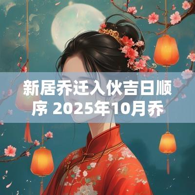 新居乔迁入伙吉日顺序 2025年10月乔迁入伙吉日查询