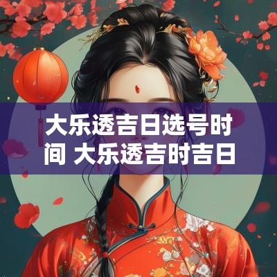 大乐透吉日选号时间 大乐透吉时吉日查询
