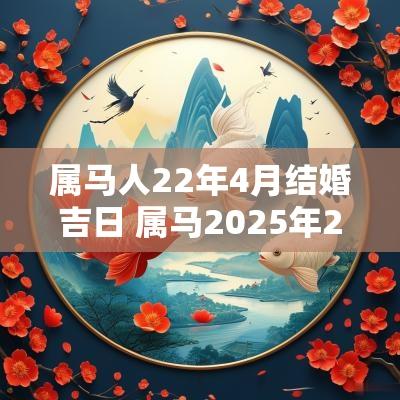 属马人22年4月结婚吉日 属马2025年24岁几月结婚好