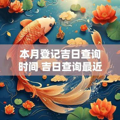 本月登记吉日查询时间 吉日查询最近几天