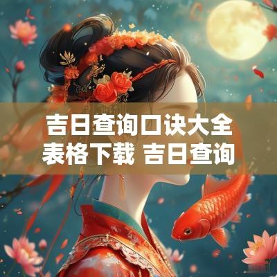 吉日查询口诀大全表格下载 吉日查询全部