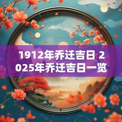 1912年乔迁吉日 2025年乔迁吉日一览表