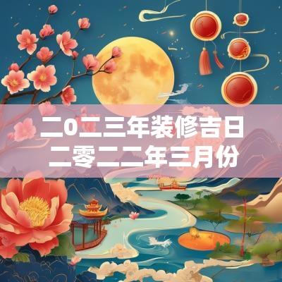 二0二三年装修吉日 二零二二年三月份装修开工吉日