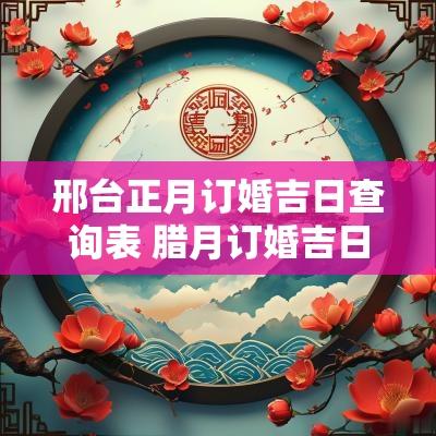邢台正月订婚吉日查询表 腊月订婚吉日阴历查询