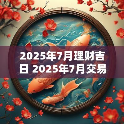 2025年7月理财吉日 2025年7月交易吉日