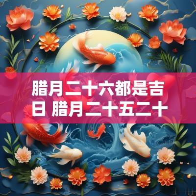 腊月二十六都是吉日 腊月二十五二十六是吉日吗
