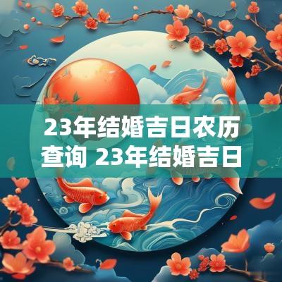 23年结婚吉日农历查询 23年结婚吉日