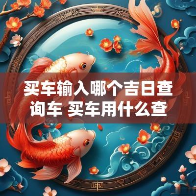 买车输入哪个吉日查询车 买车用什么查询最可靠